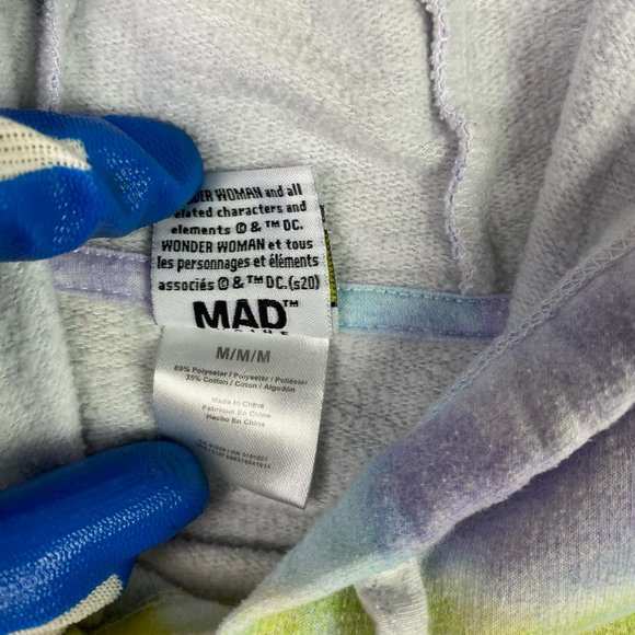 Wonder Woman Tie Dye Hoodie Women's Medium Cropped DC Comics Drawstrings - Picture 5 of 8